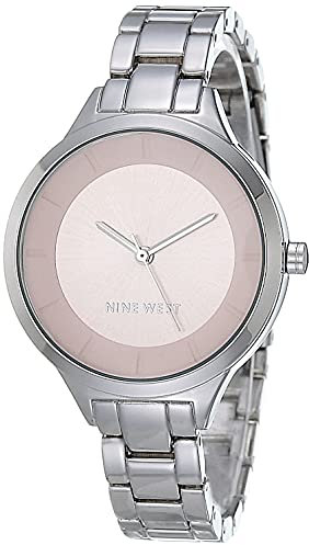 NINE WEST Women's Bracelet Watch, NW/2225 Silver/Light Pink