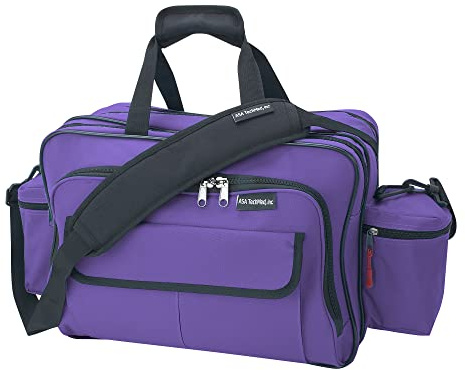 ASA TECHMED Nursing Bag with Compartments – Durable Medical Equipment Shoulder Bag for Nurses, Physicians, EMTs, Multi-Pocket, Nylon Reinforced, Adjustable Straps (Purple)