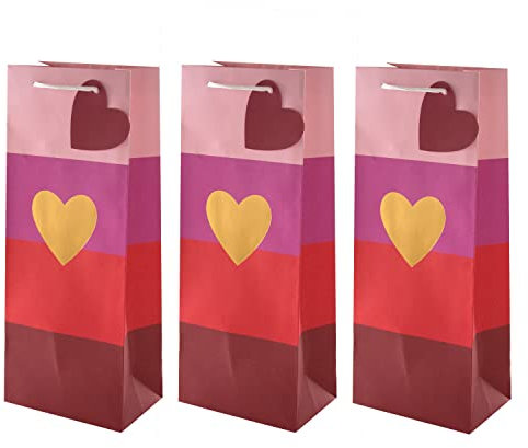 Hallmark Love Hearts Bottle Bag Bundle - 3 Bags in 1 Contemporary Design Pink & Red 25569932