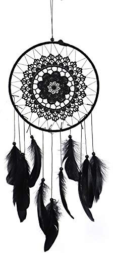Black Feather Dream Catcher, Dreamcatcher Stilvoll für Balkone für Heimtextilien für Auto für Gärten