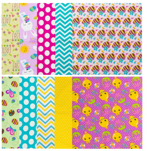 TRIXES Easter Cotton Fabric Squares 10PK