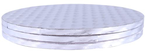 PME Baking Essentials - Round Cake Board 35 cm / 14-inch, Set of 3, Silver