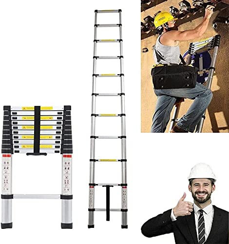Teleskopleiter Aluminiumleiter 5m, Rutschfesten Stehleiter Ausziehbare Leiter Anlegeleiter Mehrzweckleiter Loftleiter, 150kg Tragkraft, EN131