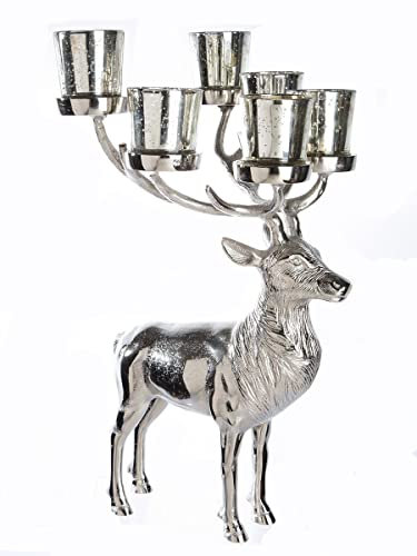 Edler Kerzenleuchter Hirsch Waldblick - Premium Aluminium-Design
