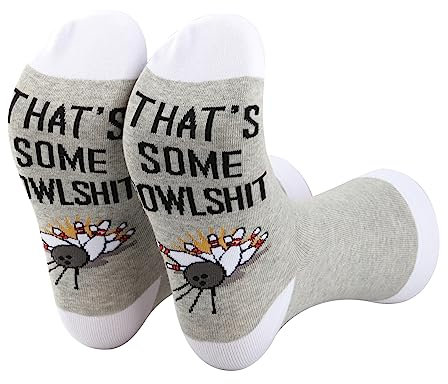 PLITI Bowling Lover Gift That's Some Bowlshit Funny Bowler Gift 2 Pairs Bowling Ball Socks Bowling Player Gift (some bowl socksU)
