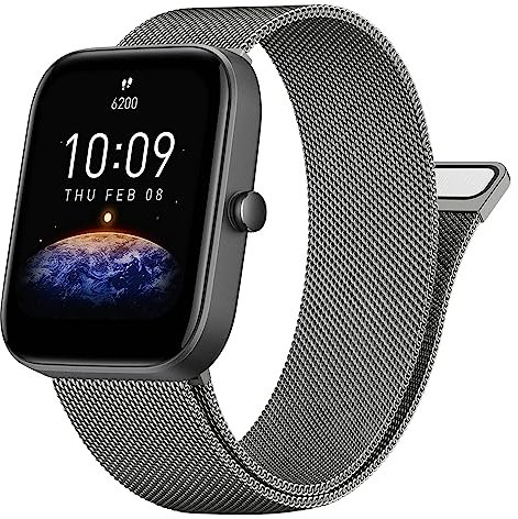 Vancle Armband für Amazfit Bip U Pro Armband/Bip 3 Pro/Bip 3/Bip S/Bip S Lite/Bip U/Bip/Bip Lite Damen Herren,Metall Mesh Edelstahl Ersatzarmband 20mm Uhrenarmband für Amazfit Bip 3 Pro(Grau)