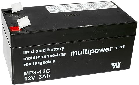 Multipower Blei-Akku MP3-12C Pb 12V / 3Ah Zyklenfest, Faston 6,3