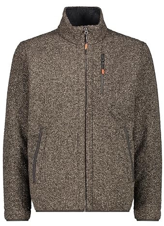 CMP M Jacket Jacquard Ii Braun - Warme bequeme Herren Jaquard Strickfleece Jacke, Größe 50 - Farbe Dust Melange