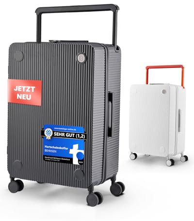 BEHNSEN Hartschalenkoffer aus Polycarbonat 37x23x55cm | Reisekoffer mit Rollen [Breiter Griff] - leise, sicher & Kratzfest - Premium Rollkoffer mit Zahlenschloss & extra Fächern - 39 L