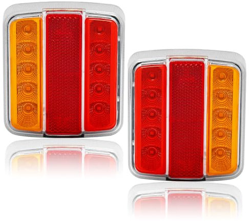 ETUKER 2x Anhänger Rückleuchten Led 5Funktion 12v Wasserdicht ECE R10 EMC Anhänger Rücklicht für PKW Traktor Landwirtschaftliches KFZ Caravan