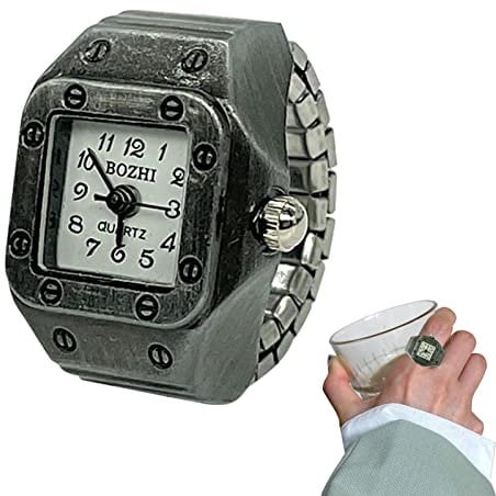 Finger-Vintage-Uhr, förmige Fingeruhr, Fingeruhr mit verstellbarem Gummiband, Vintage-Fingeruhr für Herren und Damen