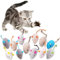 Adiwo Catnip Jouets Souris, 12pcs Teeth Cleaning Jouet Interactif à l'herbe à Chat, Mini Souris en Peluche Jouet à Mâcher à l'herbe à Chat pour Kicking, Playing and Indoor Interacting (Color Mix)