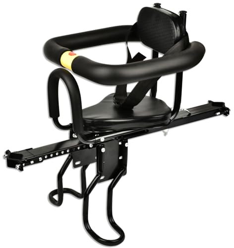 Holwim Seggiolino Anteriore per Bicicletta, Versione Aggiornata Seggiolino Bici Anteriore con Schienale Morbido, Cuscino di Seduta Morbido, Supporto per Pedali, per Bicicletta Pieghevole, MTB
