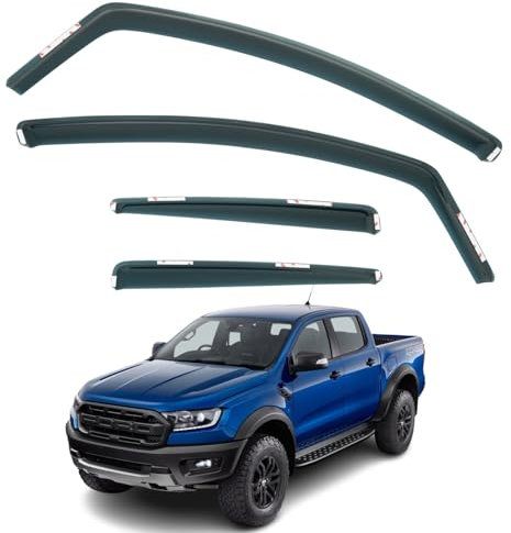 Set mit 4 Windabweisern, kompatibel mit Ford Ranger DuobleCab Wildtrack T6 4-Türer 2012 2013 2014 2015 2016 2017 2018 2019 2020 2021 2022 2023 2024 2024 25 Modelle.