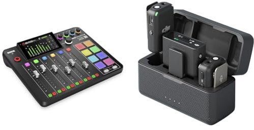 RØDE RØDECaster Pro II All-in-One Production Solution for Podcasting, Streaming, Music Production & DJI Mic (2 TX + 1 RX + Charging Case), Wireless Lavalier Microphone, 250m (820 ft.) Range