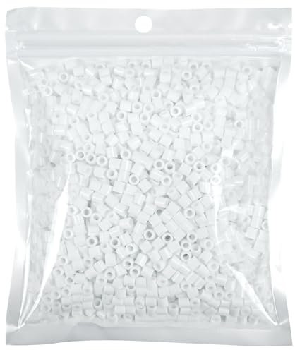 Tcthbc Fuse Beads 2000 Piece Melty Beads 5mm Iron Beads Compatible Perler Beads Hama Beads, White, SB2000P-13