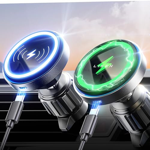 LISEN 15W für Magsafe Autohalterung Handyhalterung Auto mit Ladefunktion, 17 Mag Safe Ladegerät Auto Lüftung Kfz-Handyhalterung mit Ladefunktion,Ladegerät Magnet für iPhone 16/15/14/13/12
