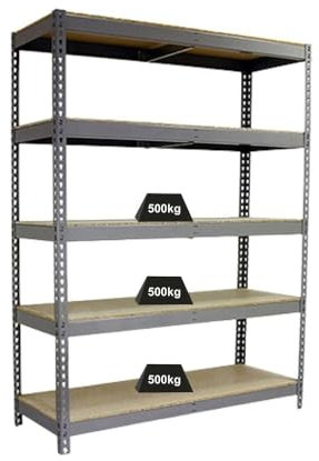 PROREGAL Schwerlastregal Giant Wood YETI Five | HxBxT 250x150x45cm | Fachlast 400kg | Verzinkt | Regal Standregal Werkstattregal Lagerregal Kellerregal