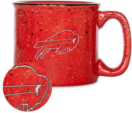 Rico Industries NFL Football Buffalo Bills Red Speckle Tasse mit Lasergravur, 340 ml, Lagerfeuer
