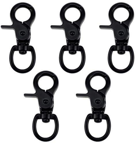 Scherenkarabiner, Zinklegierung Scherenkarabiner, Karabinerhaken Wirbelkarabine, mit Dreh-Gelenk/Dreh-Kopf, für Hundekette, Katzengürtel, Schlüsselketten, 66mm, 5 Stück, Schwarz