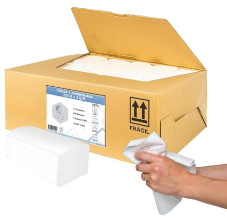 Toalla Papel Secamanos Zig Zag 100% celulosa 2 capas Blancoplata 3000 unidades
