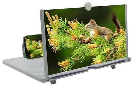 14 Mobile Phone Screen Magnifier, 3D HD Projector for Movies & Videos, Foldable Stand with Screen Amplifier, Supports All Smartphones (White, 14 inches)
