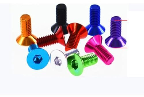 M3 M4 M5 M6 Aluminium-Flachschrauben Sechskant-Senkkopfschrauben Eloxierte Farbe 10 Stück - M4x8-Pink