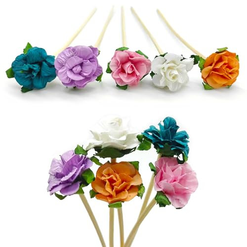 Niuhong 10 Pcs Duft Duftstäbchen Papier Rose Blumen Diffuser Sticks Raumduft Stäbchen Ersatz Aroma-Diffusor-Sticks Holz Diffusor Stöcke Rattan Duftverteiler-Stäbchen Büro Zuhause SPA