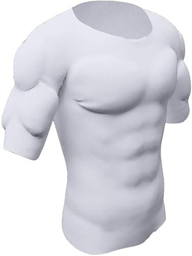 XUANFXPJ T-Shirt for Homme avec Faux Muscles abdominaux, Haut de Poitrine avec Faux Muscles, épaules rembourrées, Respirant, Invisibles, sous-vêtement Musculaire(XL)