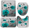 Rosen-Badezimmer-Set, Rosen-Duschvorhänge-Set,Badezimmer-Duschvorhang-Sets-Rosen-Duschvorhang-Sets, Badezimmervorhänge Mit Rutschfestem Teppich, Toilettendeckelbezug, Badematte, Romantische Dekorati