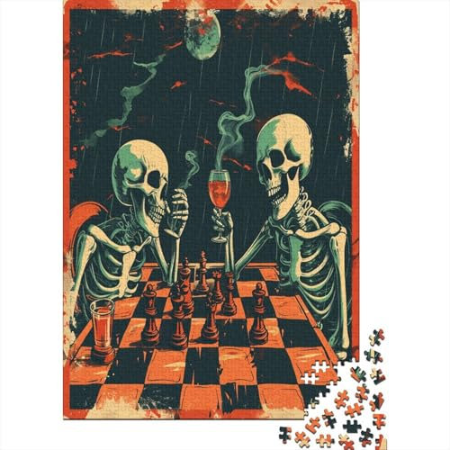 Chess Figures Jigsaw Puzzles for Adults 1000 Pieces Wooden Impossible Puzzles Games Gift Toys Home Decoration with Precise Interlocking Design for Adults Gifts 1000pcs (75x50cm)