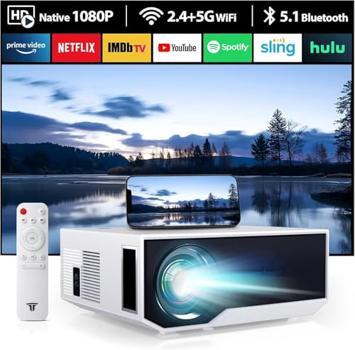 Projector with Wifi and Bluetooth, ZDK 2025 New Projector Native 1080P Full HD 4K Supported 15000L Mini Portable Projector, Compatible with Android/iOS/Laptop/TV Stick/HDMI/USB/PS5
