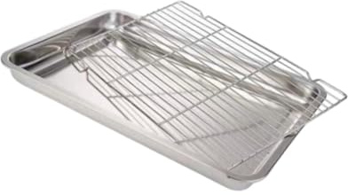 Fenteer Bandeja de Horno con Rejilla de Acero Inoxidable Brillante, 32 Cm X 22 Cm X 4.8
