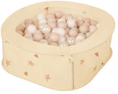 Selonis Piscine Pliable À Boules pour Bébés Pop-Up Maison Tente De Jeu pour Enfants 81X81X28cm/100 Balles 7cm L'intérieur Et L'extérieur, Beige Clair: Beige Pastel/Blanc/Perle