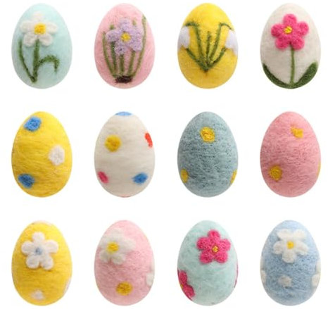 Ostereier zum Aufhängen, bunt bemalter Osterfilz zum Aufhängen von Bäumen, Filzeier, Pastell-Ostereier, Korbfüller, Frühlingsdekorationen, Party-Dekoration, Kunst- und Bastelbedarf