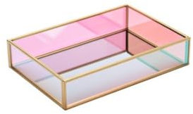 Gift Company Mirror, Glasbox, rechteckig, transparent/Gold, 20x4,2x14cm