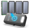 Caricatore Solare 27000mAh Power Bank Wireless - 22,5W Ricarica Rapida USB-C Batteria Esterna con Tre Uscite USB PD 4.0 QC 3.0 e 4 Pannelli Solari per Smartphone Tablet (Verde)