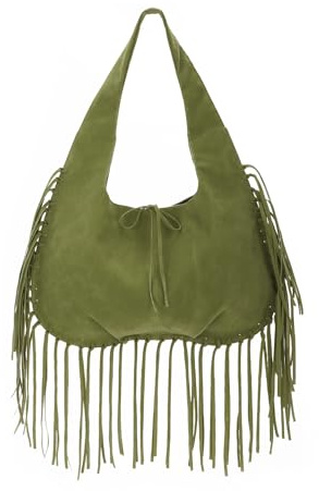 Emprier vintage Fringe Shoulder Bags for Women Western Hobo Handbags Vegan Faux Suede Leather Tassel Purse
