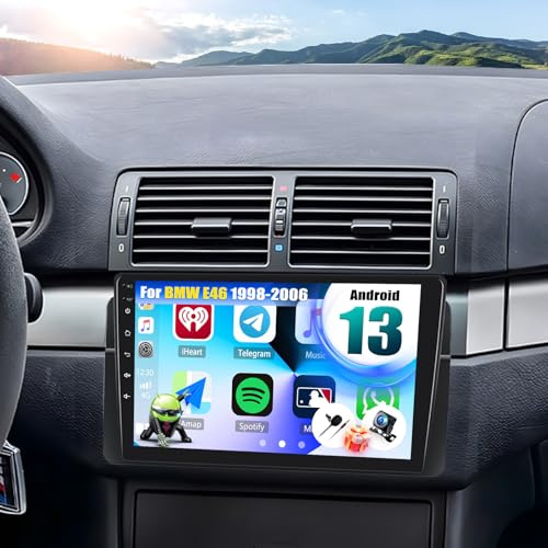 CAMECHO Android 13 für BMW E46(1998-2006),Doppel Din Autoradio mit Navi,9 Zoll Bildschirm FM RDS Mirror Link Bluetooth Freisprecheinrichtung und USB+Rückfahrkamera
