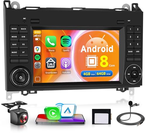 8 Core 4G+64G Wireless Carplay Android Autoradio für Mercedes Benz A/B Class W169 W245 B200 W639 Vito Viano W906 Sprinter 9 Zoll Autoradio Android Auto GPS Navi WiFi Bluetooth FM/RDS Rückfahrkamera