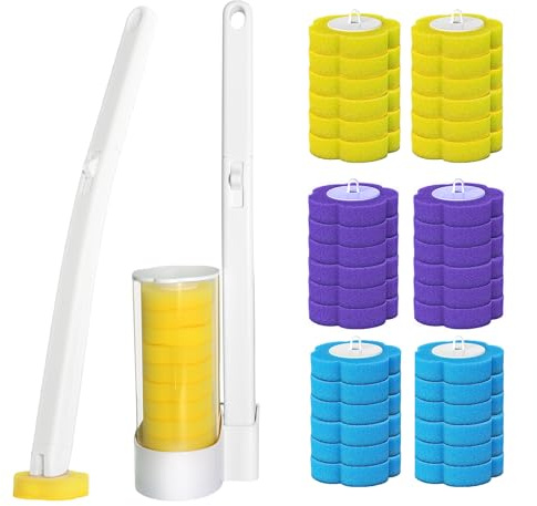 Gullskies Disposable Toilet Brush Set With 36pcs Refills, Disposable Toilet Cleaning System With Holder,Wall-Mounted Toilet Wand Kit For Bathroom Cleaning.
