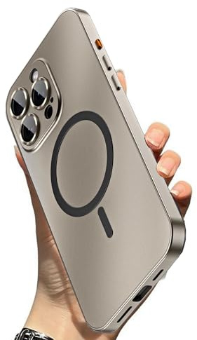 2026 New Magnetic Metal Snap-On for iPhone Case Style Meets Security, for iPhone 17/16/15, Magnetic Charging Anti-Collision Matte Protective Case (Gold,16 Pro-Max)