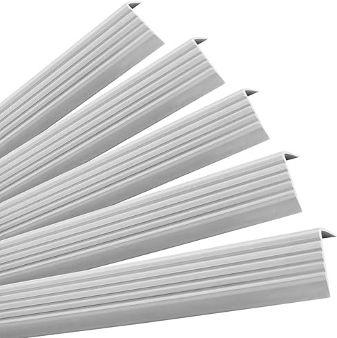 QUEST Selbstklebendes Treppenprofil Treppenkantenprofil 40x25 mm – PVC Stufenprofil mit Anti-Rutsch Rillen (Hellgrau, 5x100cm)