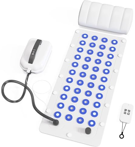 Portable Sprudelmatte Badewanne – 6 Geschwindigkeiten Einstellbar, Farbige LED, Inflatable Kissen, Fernsteuerung, rutschfest, 110 cm Länge, Badewannen Matte Für Whirlpool Badewanne Entspannung
