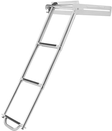 Escalera plegable de acero inoxidable con 3 peldaños, distancia entre pedales, hasta 300 kg, para lanchas rápidas, yates, barcos de recreo, etc