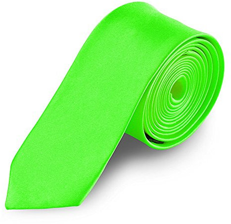 Taffstyle® Farbige schmale dünne Fashion Mode slim Krawatte Satin Business Trend Schlips Binder - Neongrün