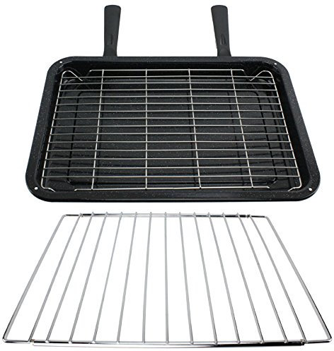 SPARES2GO Extra Large Grill Pan, Rack & Dual Detachable Handles with Adjustable Shelf for Smeg Oven Cookers