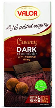 Chocolates Valor Dunkle Schokolade mit Trüffelcreme ohne Zucker | Glutenfrei | Bean to Bar | Kakaoanteil: mindestens 52% | Mit Stevia gesüßt | 100-g-Tafel