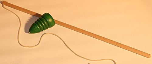 Peitschenkreisel einfarbig – 1 Kreisel und 1 Peitsche im Set – Holzspiel – Holzspielzeug aus dem Erzgebirge – Geschicklichkeitsspiel - NEU