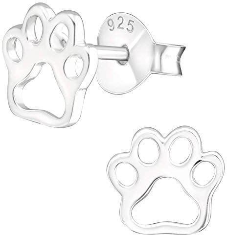 EYS JEWELRY Pfoten Ohrringe Silber 925 für Damen und Mädchen - 7 mm - Hunde Katzen Tatzen Ohrstecker